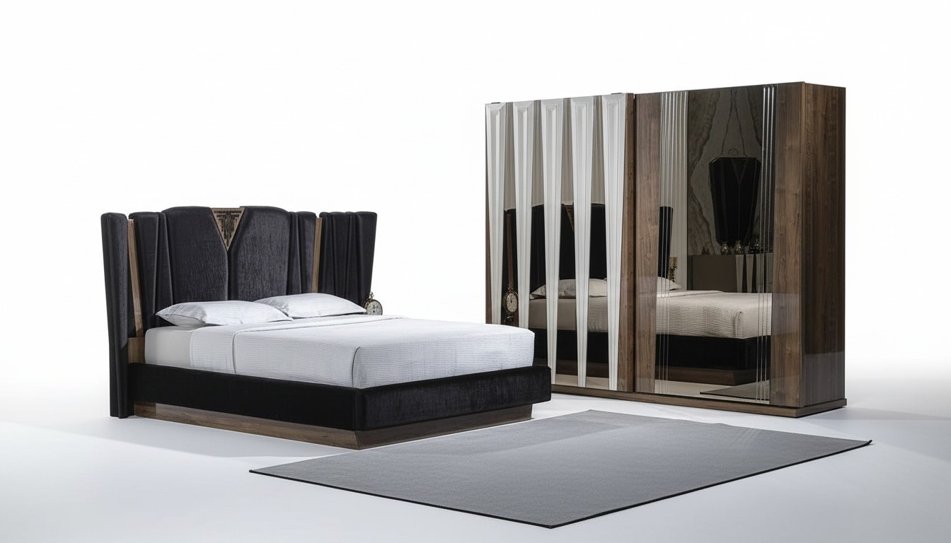 Eleganter brauner Holz-Kleiderschrank im modernen Design