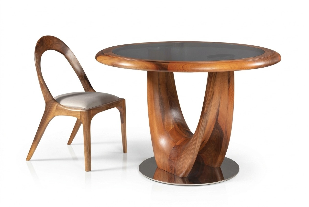 Eleganter brauner Holztisch in modernem Design