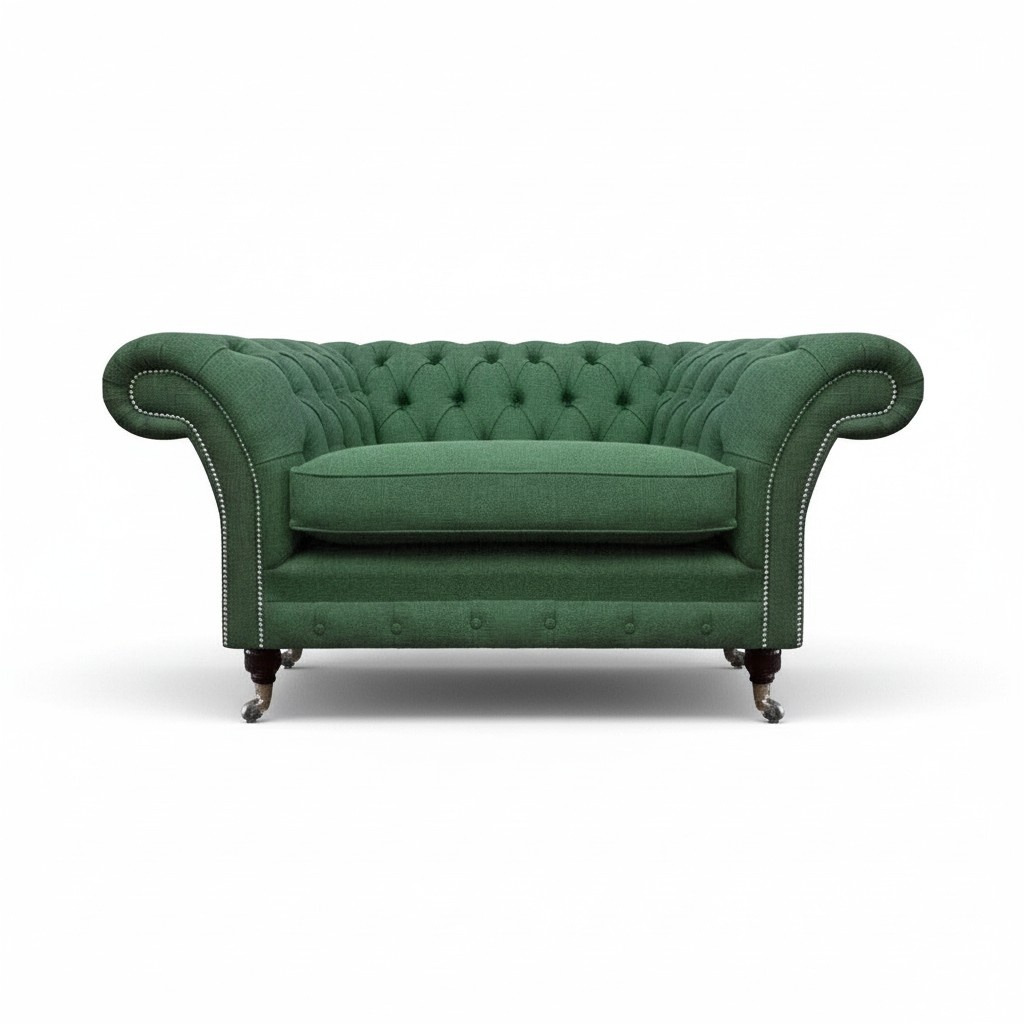 Eleganter Chesterfield Grüner Sessel Wohnzimmer Textil Edler Einsitzer