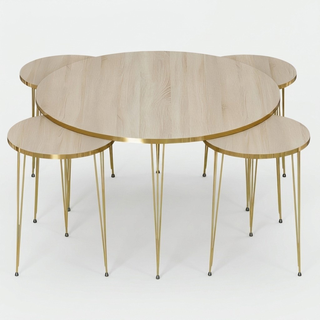 Eleganter schwarzer Holz-Couchtisch mit Beistelltischen im modernen