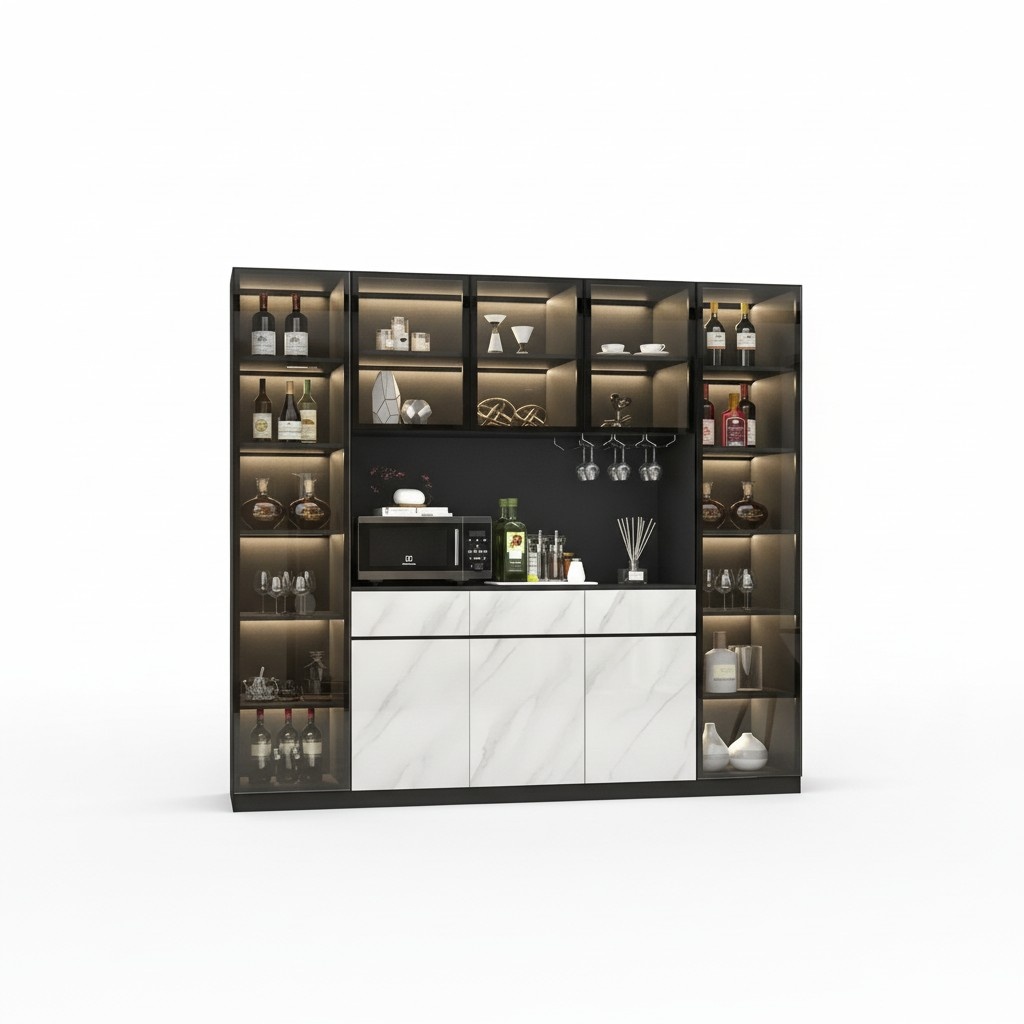 Eleganter schwarzer Weinschrank aus Holz mit modernem Design