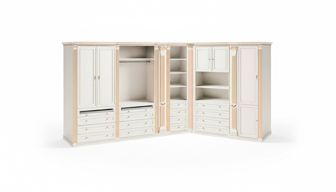 Eleganter Weißer Eckkleiderschrank Moderne Schlafzimmer Holz Schränke