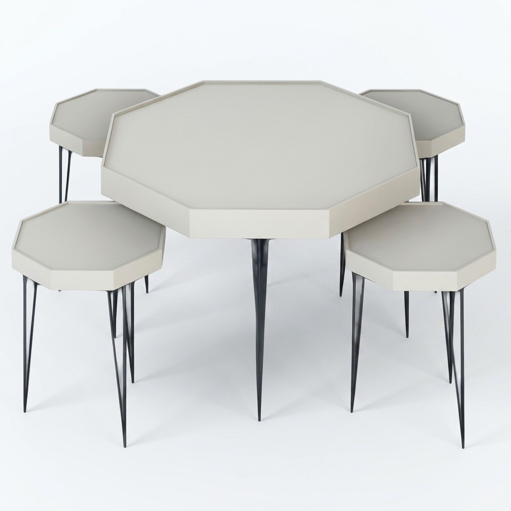 Beistelltisch Set 5 Teile mit Modernem Design und Metall-Beinen