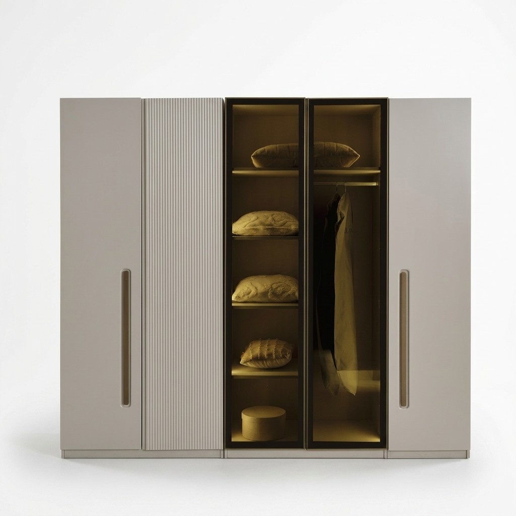 Eleganter weißer Kleiderschrank aus Holz im klassischen Stil
