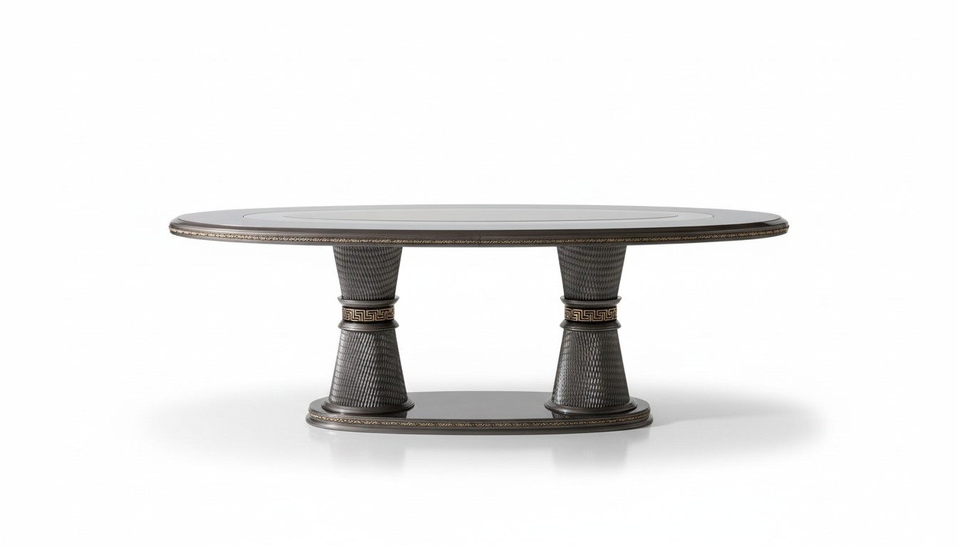 Elegantes Esstisch-Set aus Holz mit silbernem Finish für modernes