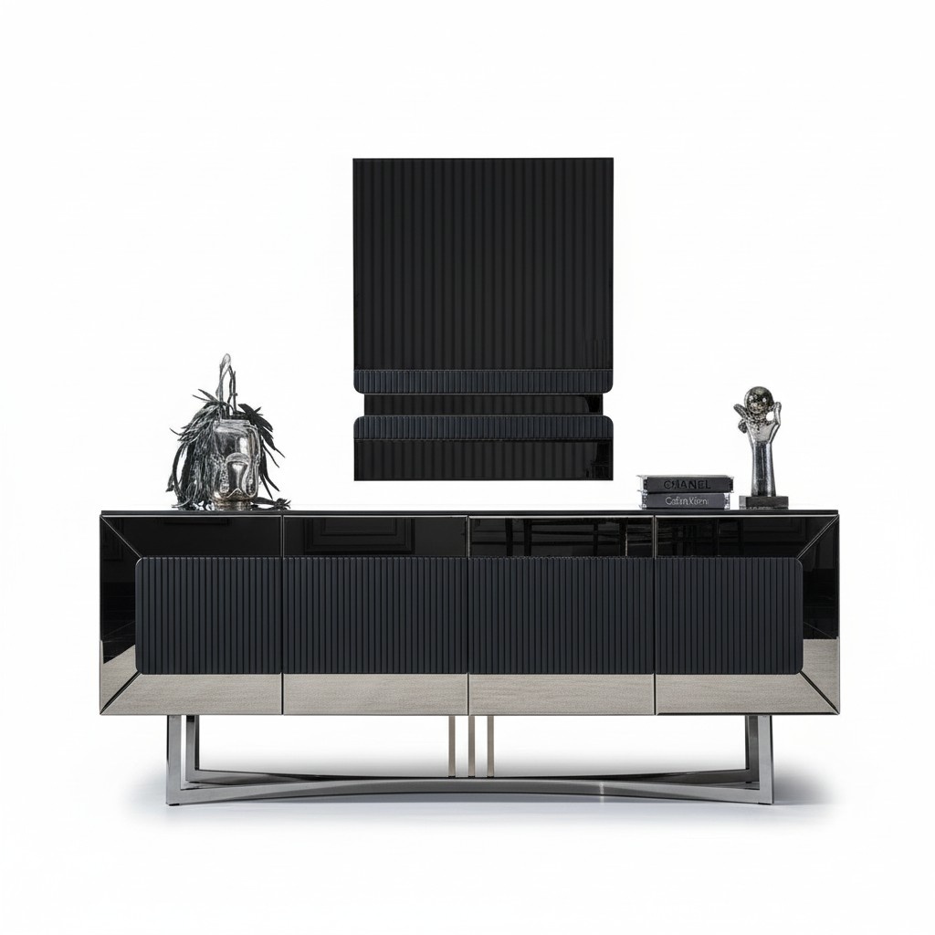 Elegantes graues Holzsideboard im modernen Design