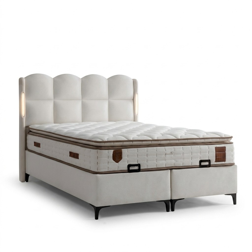 Elegantes weißes Bett mit Matratze in modernem Design