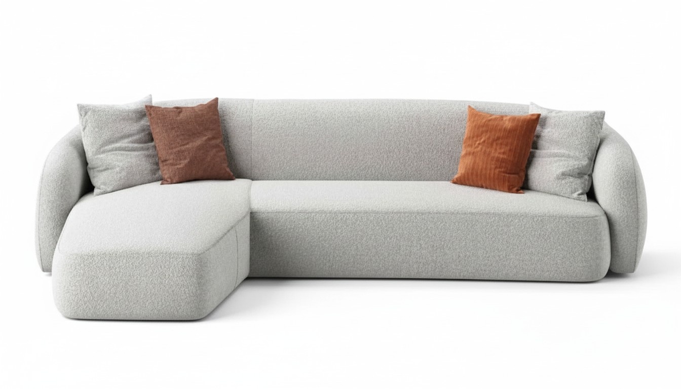 Elegantes Weißes Stoff-Ecksofa in L-Form Modernes Wohnzimmermöbel