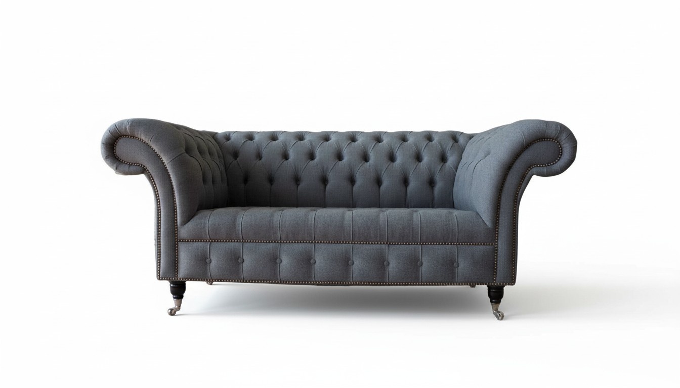 Englische Chesterfield Büro Sitzmöbel Einrichtung Sofa Couch 2 Sitz Textil