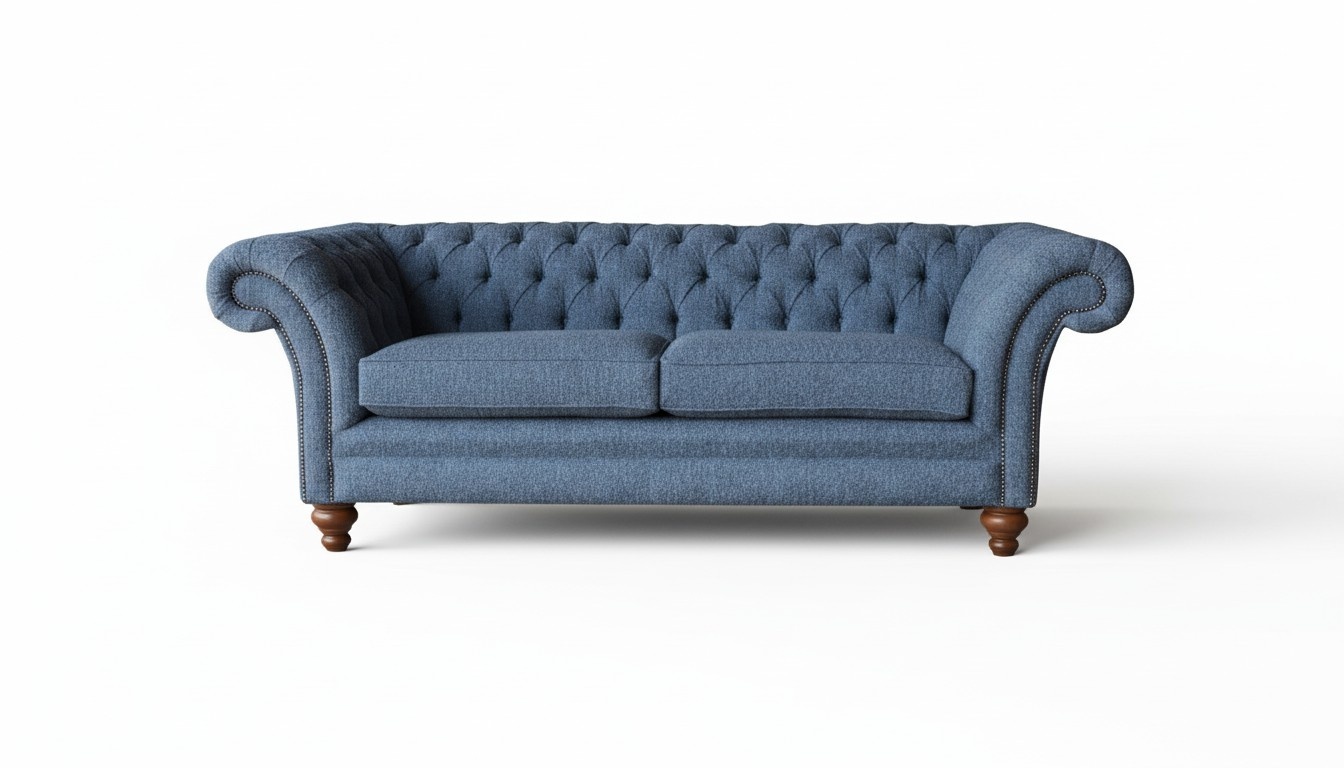 Englische Chesterfield Sofa Couch Büro Möbel Dreisitz Samt 230cm Sofas