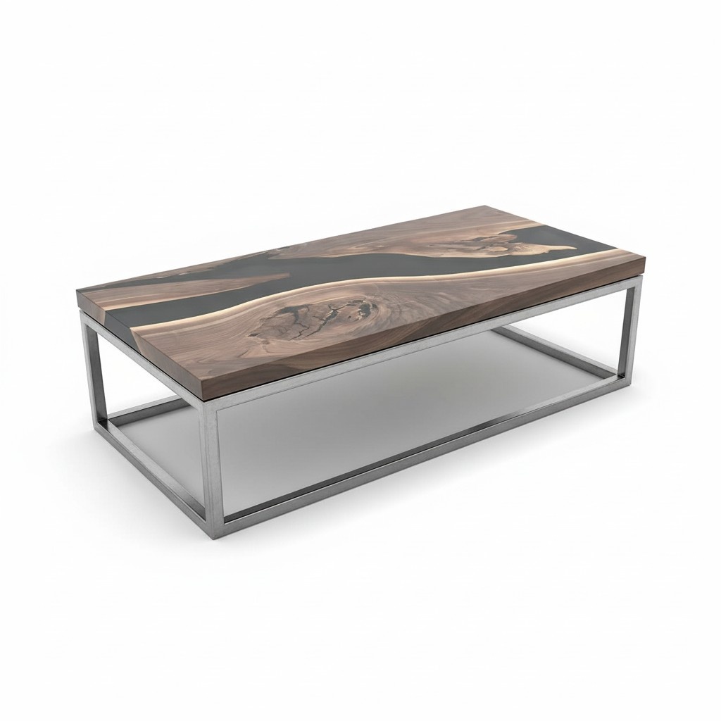 epoxid Harz Fluss Tisch Echtes Holz Schwarz Wasser Tissche Epoxy Möbel Massiv