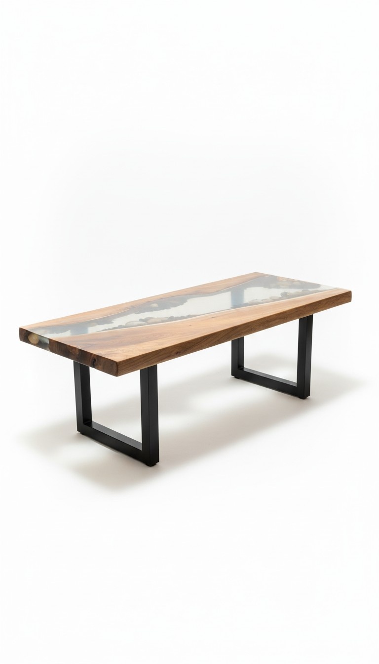 epoxid Harz Fluss Tisch Echtes Holz Blau Wasser Tissche Epoxy Möbel Neu Massiv