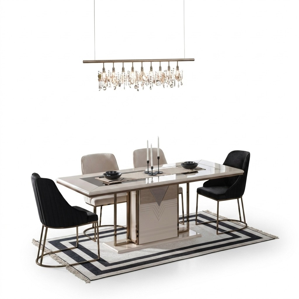 Essecke Essgruppe Esszimmer Esstisch Stühle Set 7tlg Luxus Weiß Modern