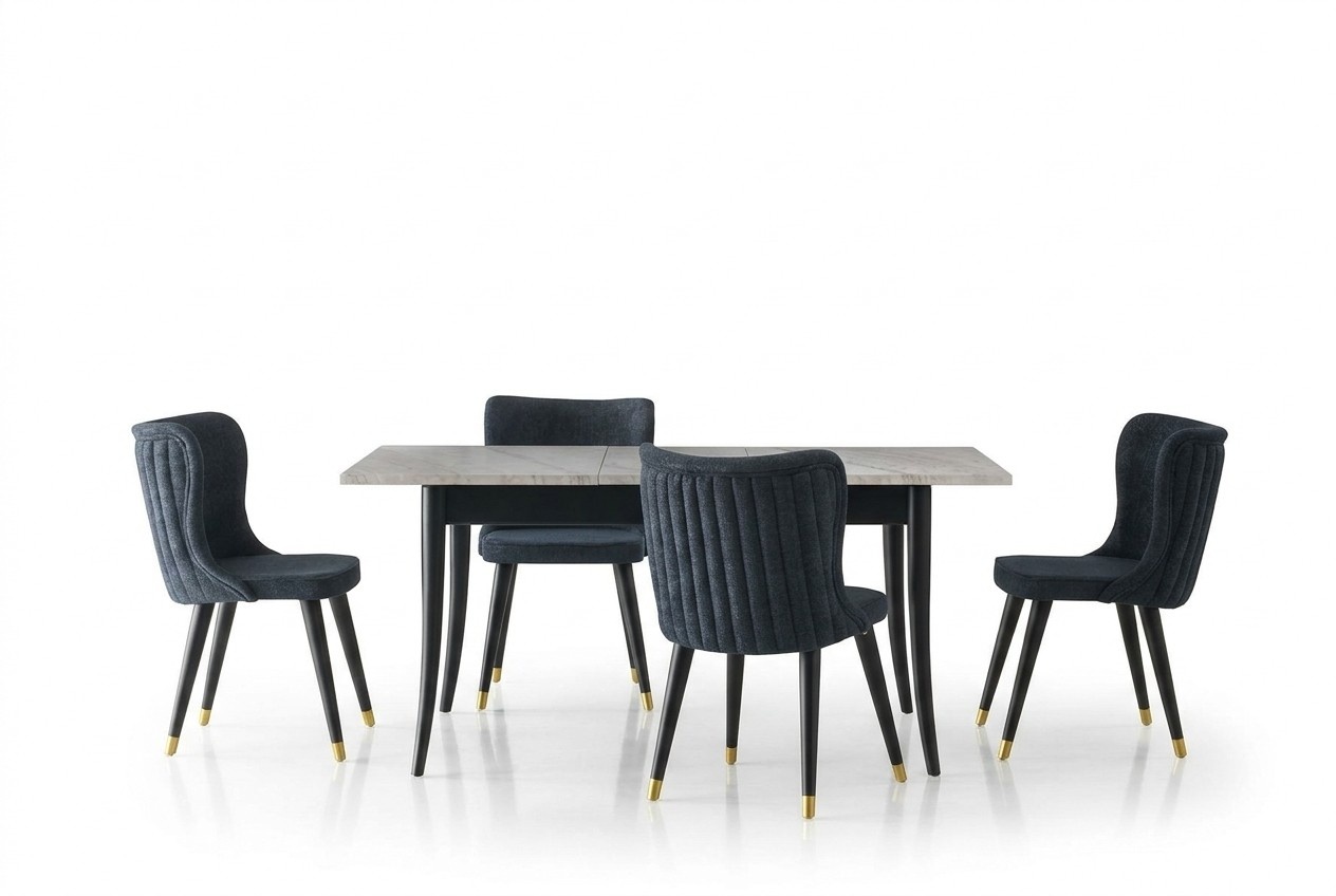 Essecke Esstisch Ausziehbar Essgruppe Stühle 5tlg Esszimmer Grau Tisch
