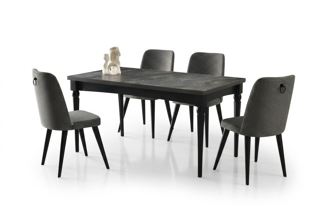 Essecke Esstisch Ausziehbar Essgruppe Stühle 5tlg Esszimmer Grau Tisch