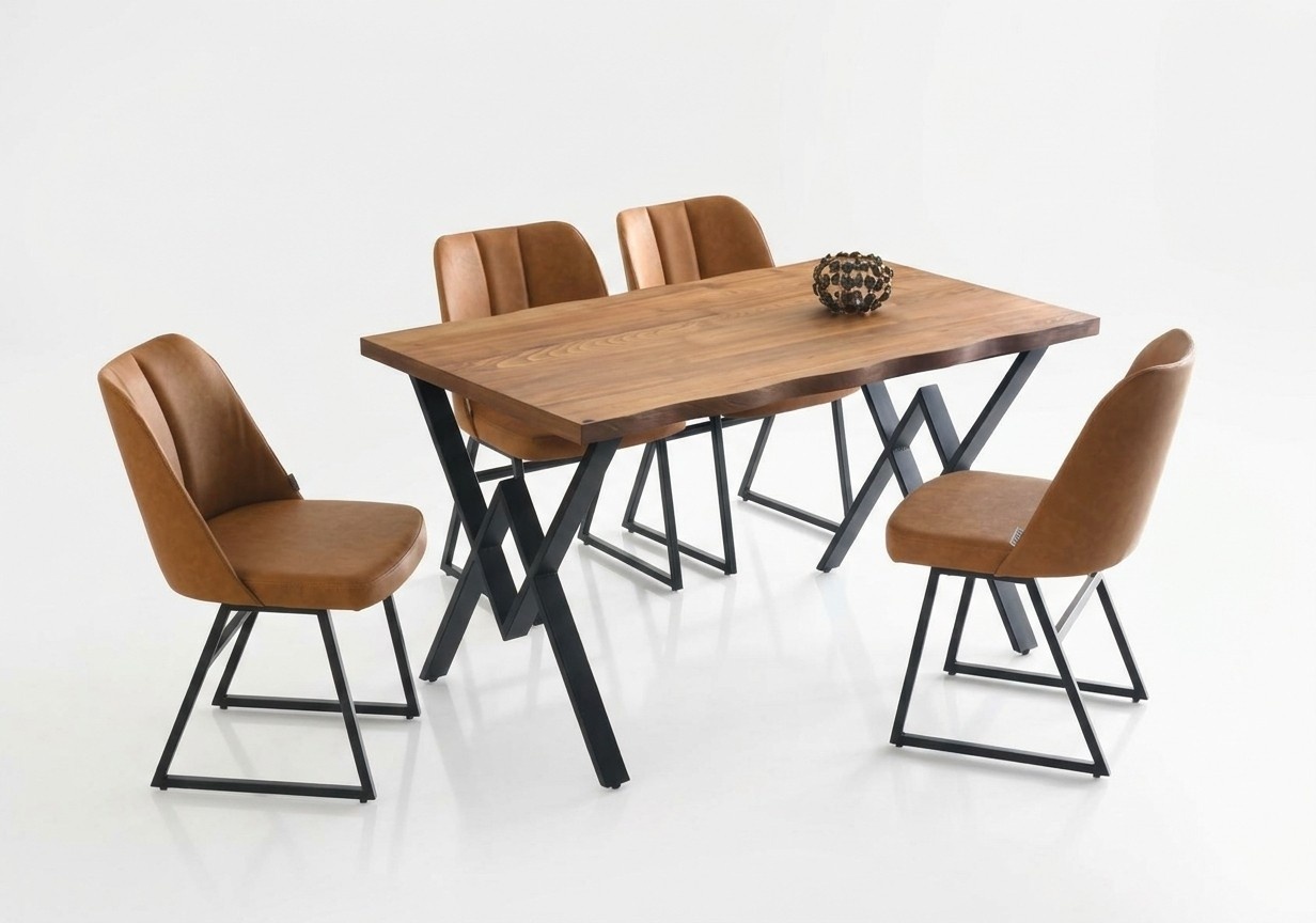 Essecke Esszimmermöbel Essgruppe Esstisch Stühle 5tlg Braun Tisch