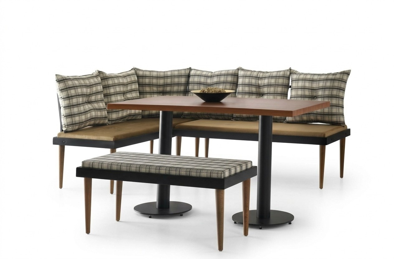 Essgruppe Essecke Esstisch Sitzbanke Tisch Bank Grün Esszimmer Eckbank