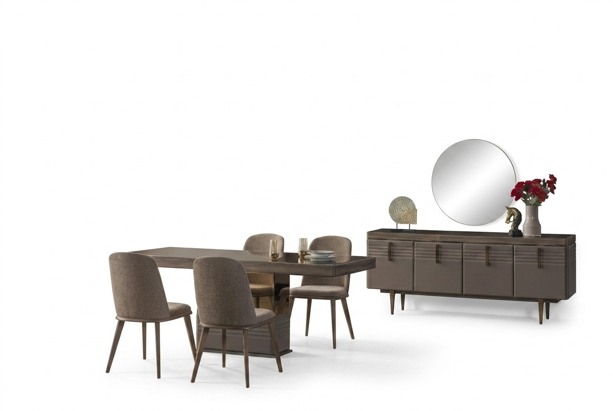 Essgruppe Essecke Esszimmer Esstisch Stühle Grau Holz Set 9tlg Moderne