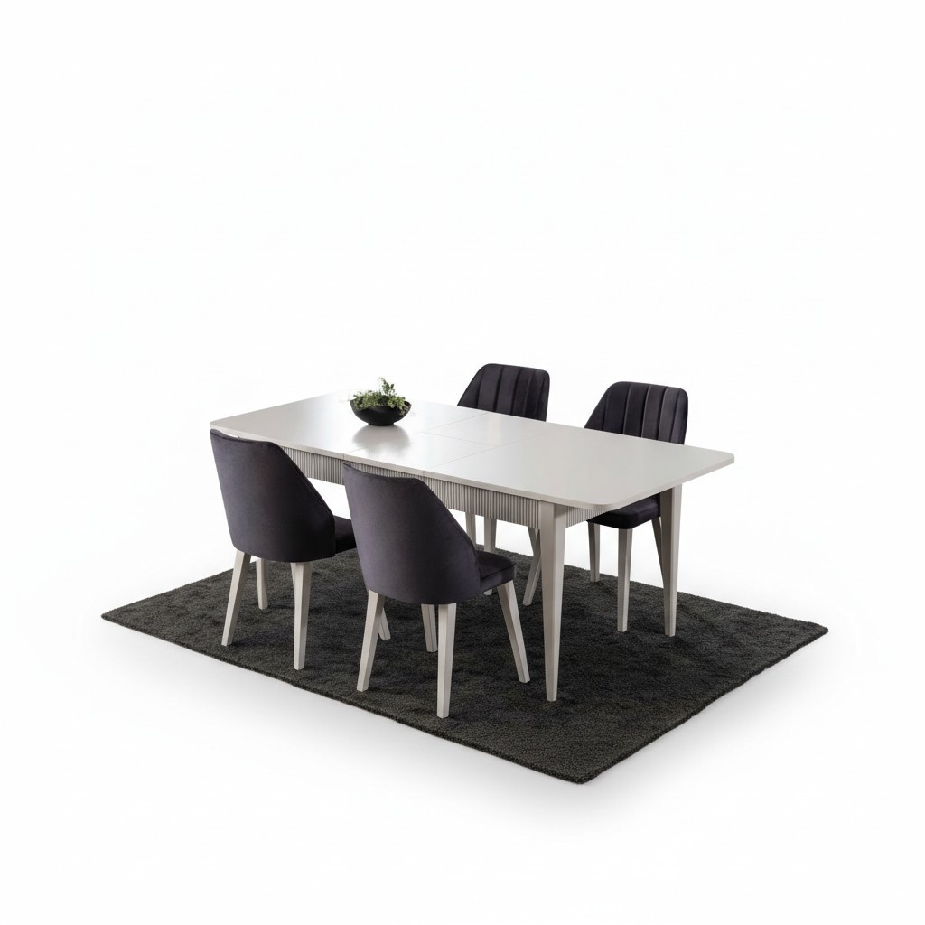 Essgruppe Esstisch Ausziehbar Modern Esszimmer Set 7tlg Grau Holz