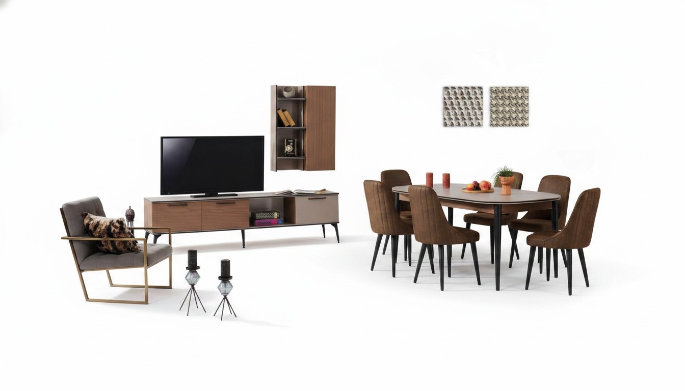 Essgruppe Esstisch Esszimmerset Stühle Vitrine RTV Garnitur Tisch Esszimmer Set