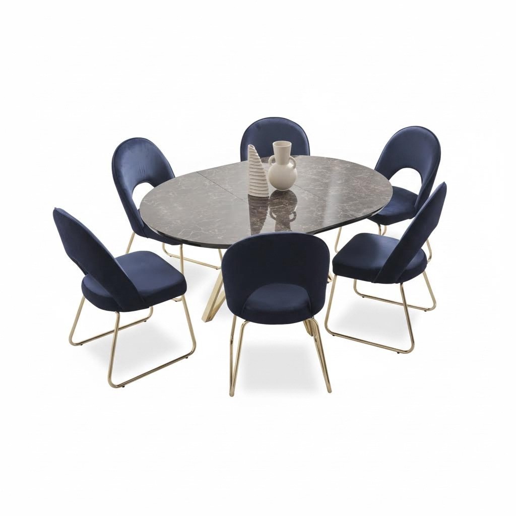 Essgruppe Moderne Stuhle Tisch Tische 7tlg. Esstisch 6 x Stühle Esszimmer Set