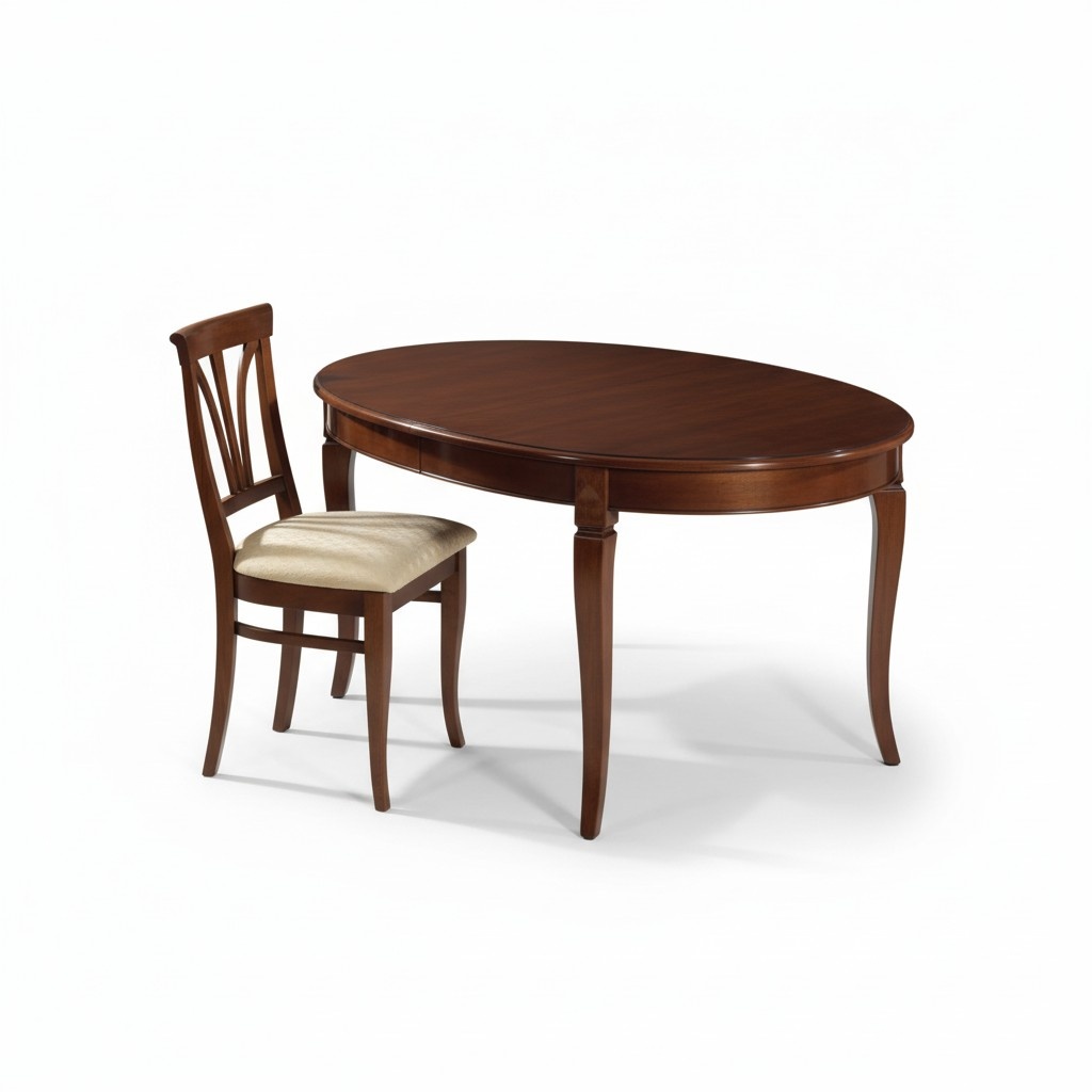 Esstisch 4x Stühle Klassische Esszimmer Garnitur 5tlg. Set Oval Tisch