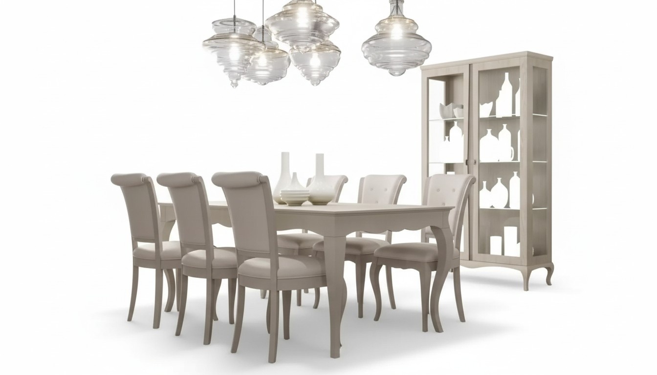 Esstisch 6x Stühle Vitrine 8tlg. Esszimmer Gruppe Garnitur Sitzgruppe