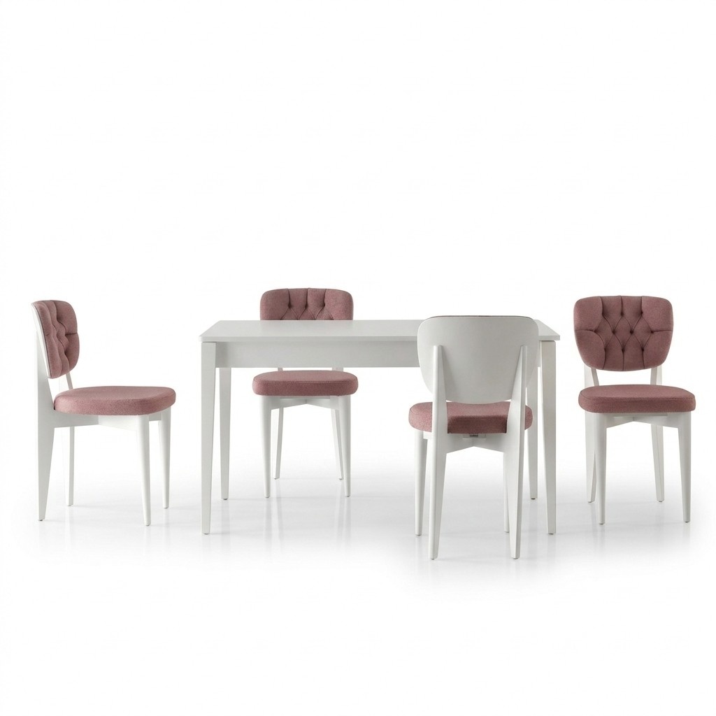 Esstisch Ausziehbar Essecke Essgruppe Stühle 5tlg Esszimmer Weiß Tisch