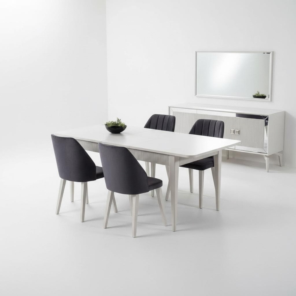 Esstisch Ausziehbar Modern Essgruppe Esszimmer Set 9tlg Grau Holz