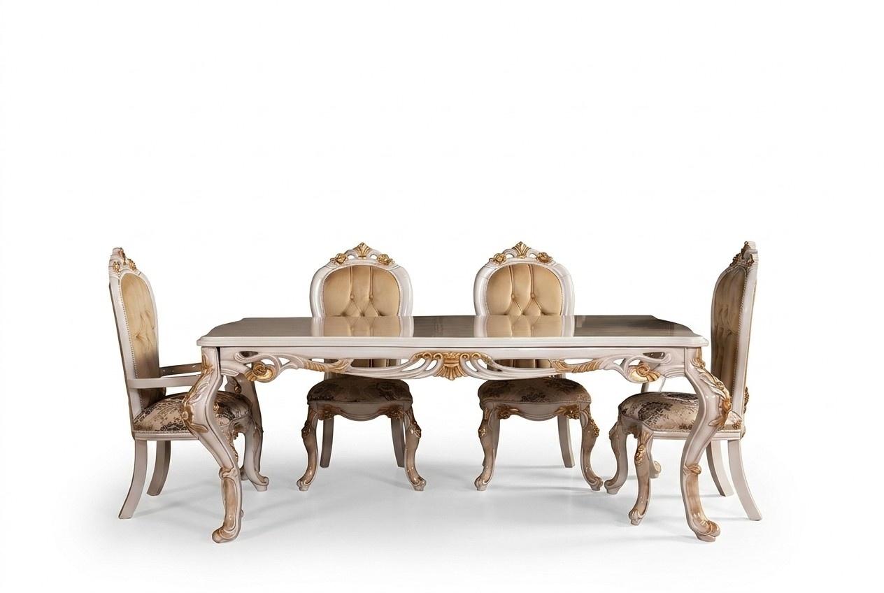 Esstisch Garnitur Gruppe Esszimmer Tisch Stuhl Set 4x Stühle Holz 5tlg