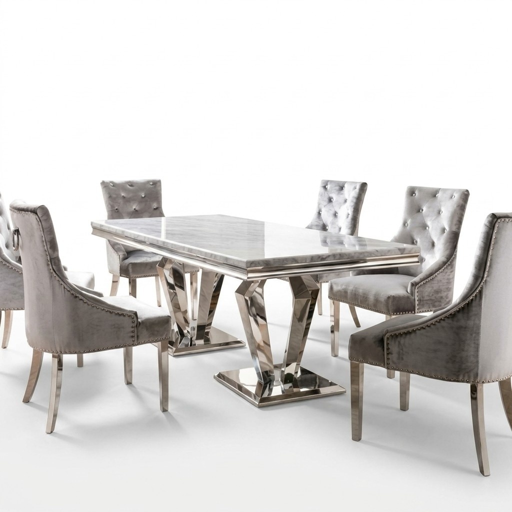 Esstisch Moderne Esszimmer Wohnzimmer Küche Tische Design Tisch Edelstahl Metall