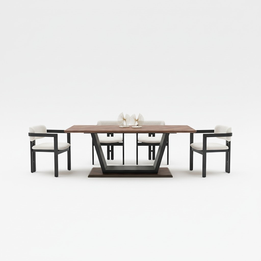 Esstisch Tisch Esszimmer Luxus Möbel Wohnzimmer Holz Edelstahl Design Tische Neu