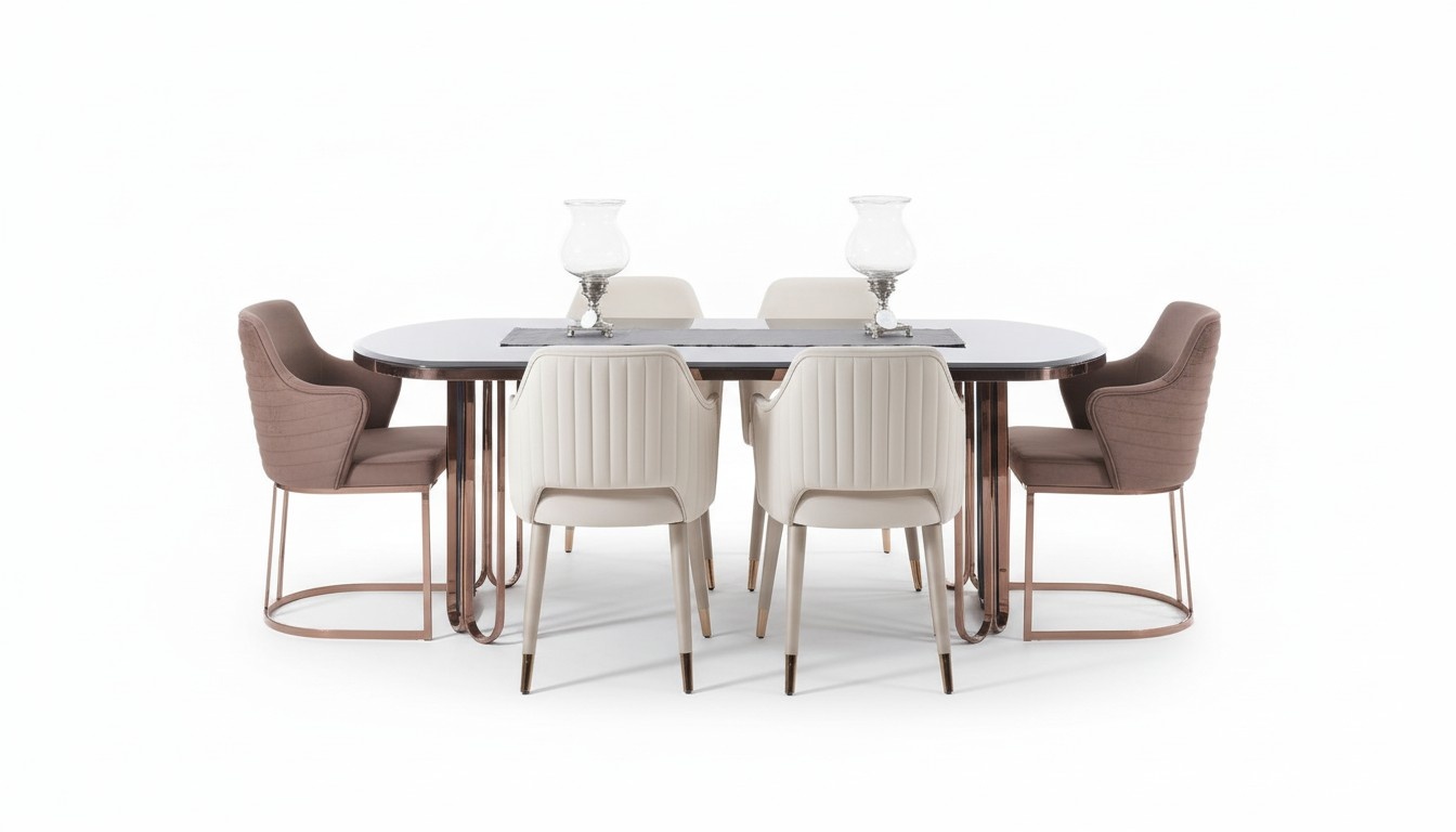 Esszimmer Essgruppe Essecke Luxus Esstisch Stühle Beige Set 9tlg Holz