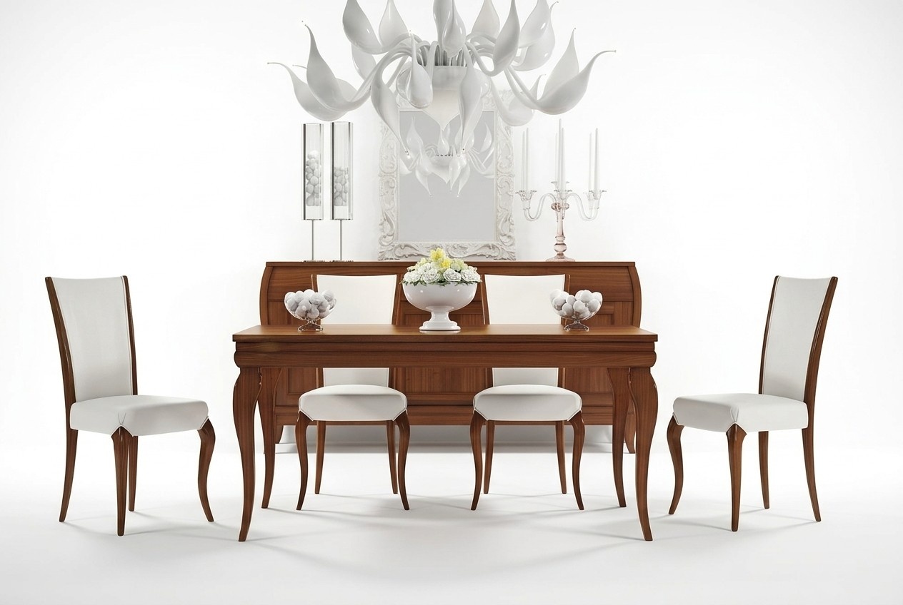 Esszimmer Esstisch Stuhl Ausziehbar Tisch Tische Gruppe Holz Design Set 5tlg.