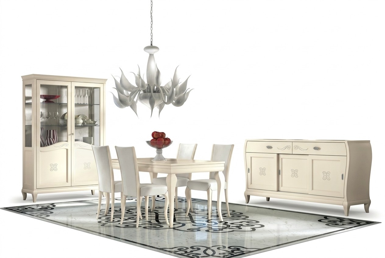 Esszimmer Esstisch Stuhl Kommode Vitrine Ess Tisch Gruppe Holz Italy Set 7tlg