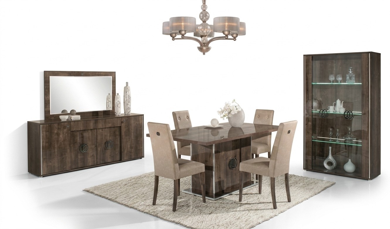 Esszimmer Esstisch Stuhl Kommode Spiegel Vitrine Gruppe Garnitur Holz Set 8tlg.