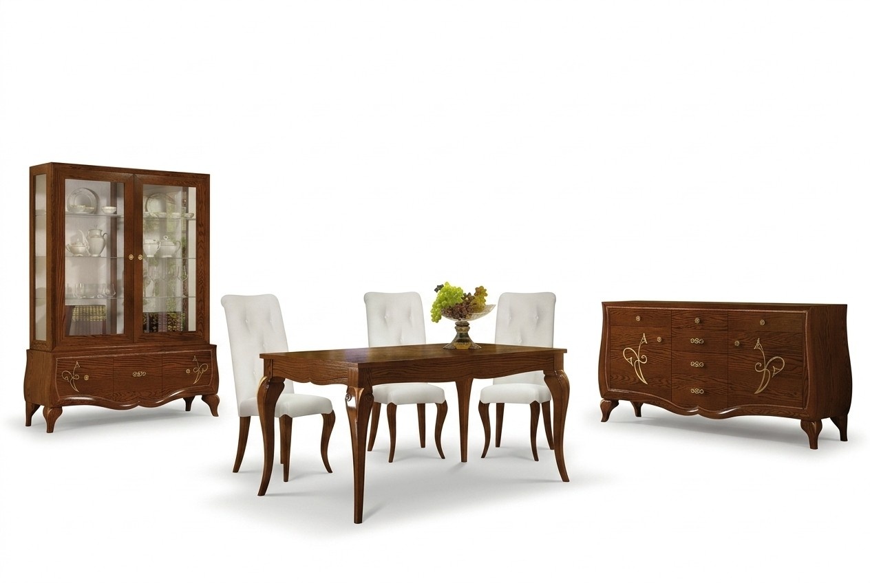 Esszimmer Esstisch Stuhl Kommode Vitrine Gruppe Ess Holz Garnitur Neu Set 7tlg.