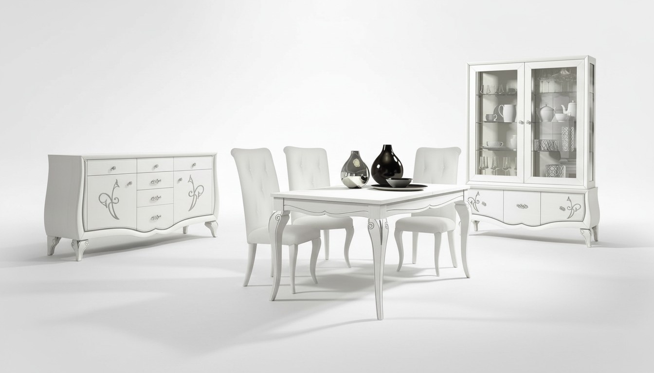 Esszimmer Esstisch Stuhl Kommode Vitrine Gruppe Tisch Holz Tische Lux Set 7tlg.