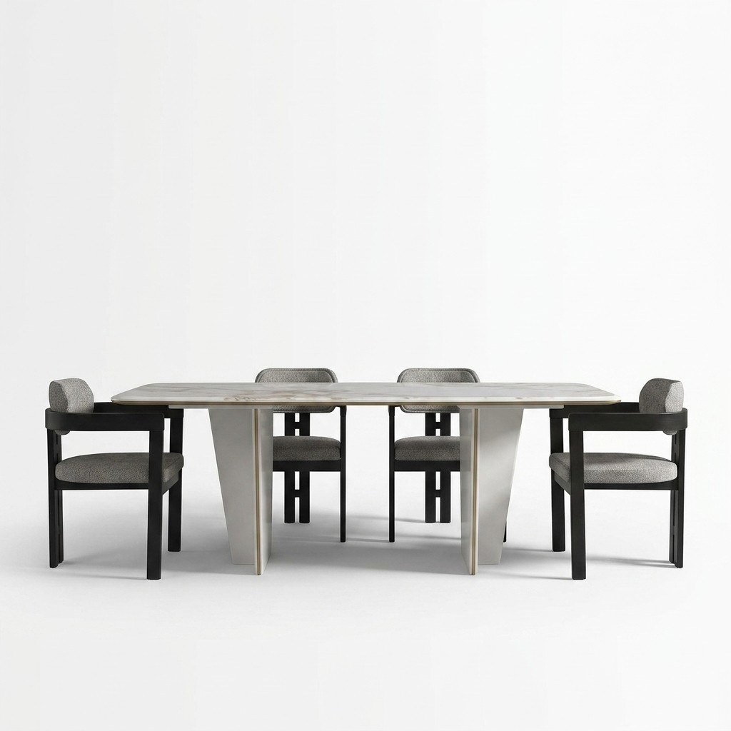 Esszimmer Garnitur Essgruppe Esstisch Luxus Stühle Essecke 5tlg Weiß