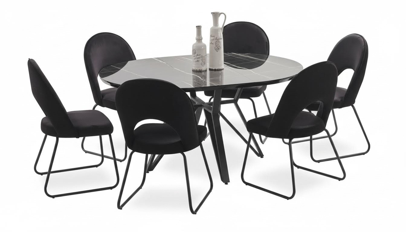 Esszimmer Garnitur Set Esstisch 6x Stühle Komplettes Set Luxus 7tlg