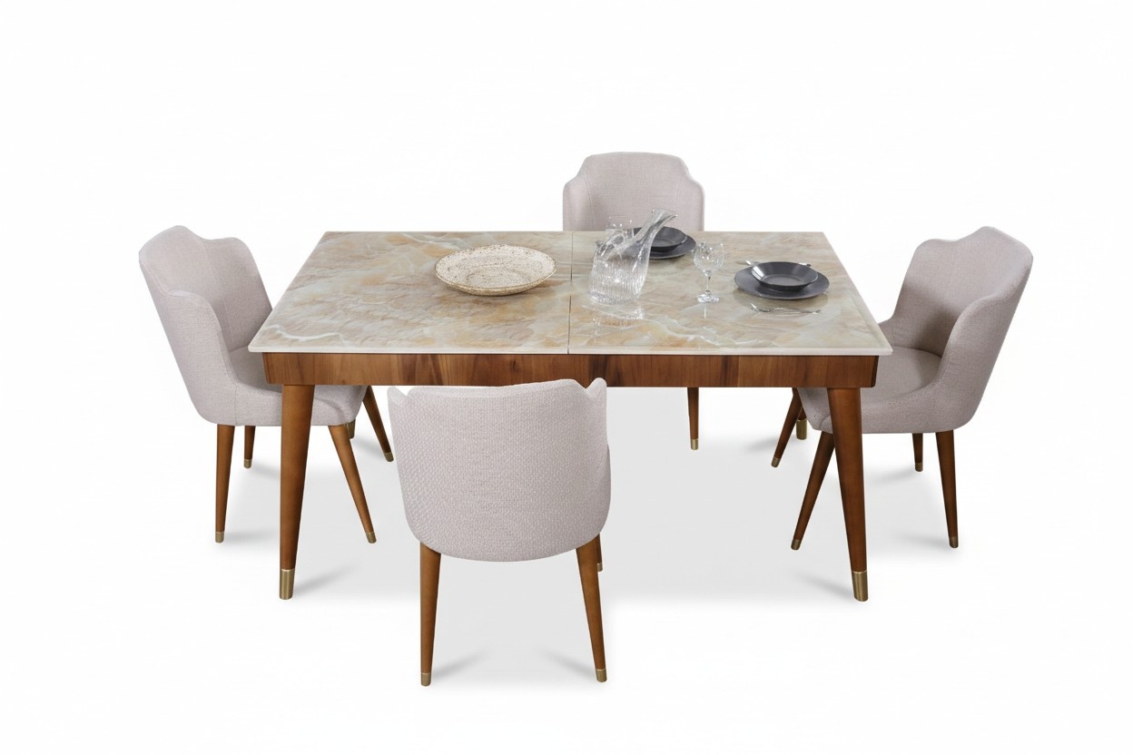 Esszimmer Holz Tische Essgruppe Set Stuhl Gruppe Neu Tisch 4x Design Stühle 5tlg