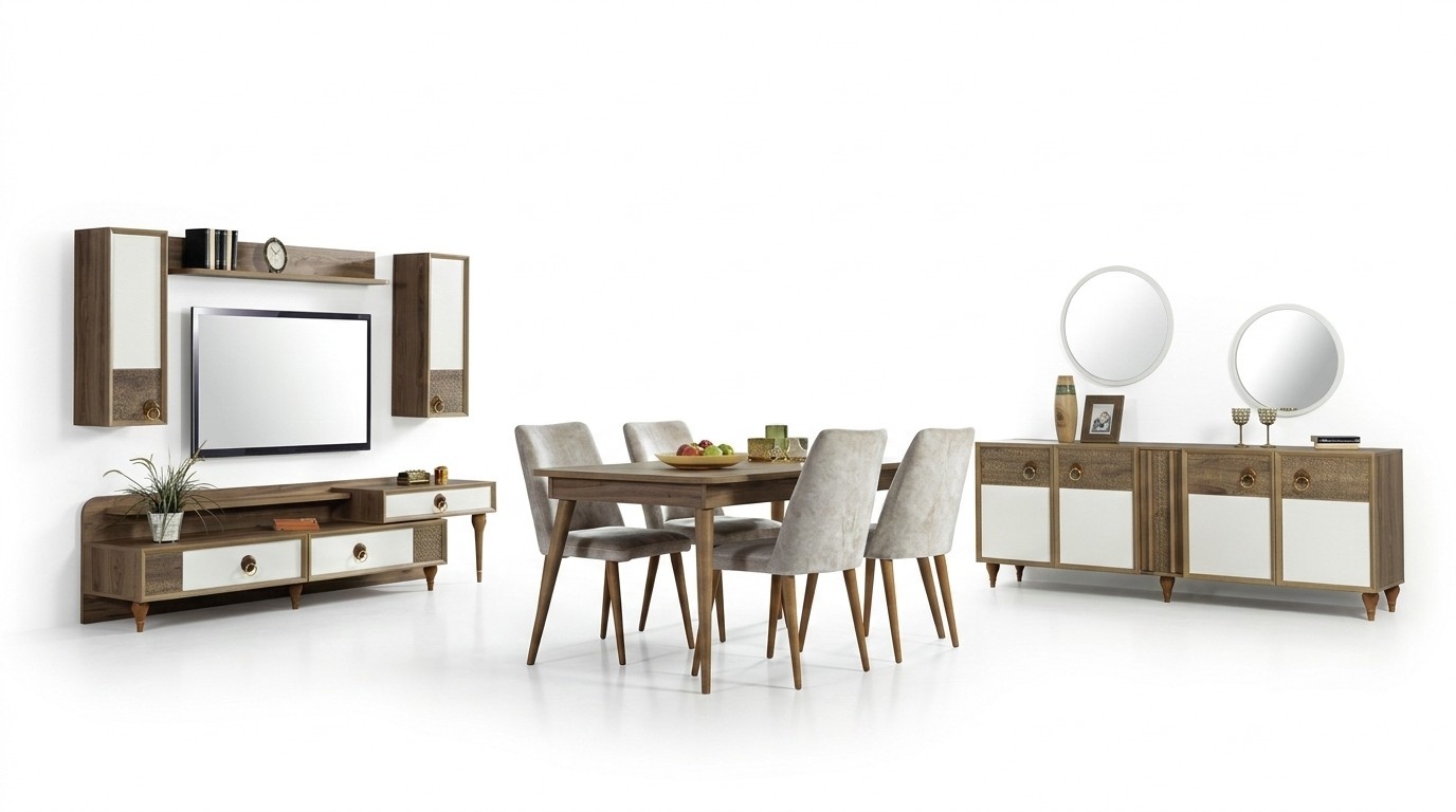 Esszimmer Komplett Set Tisch 4x Stühle Ess Gruppe Holz Tisch 12tlg