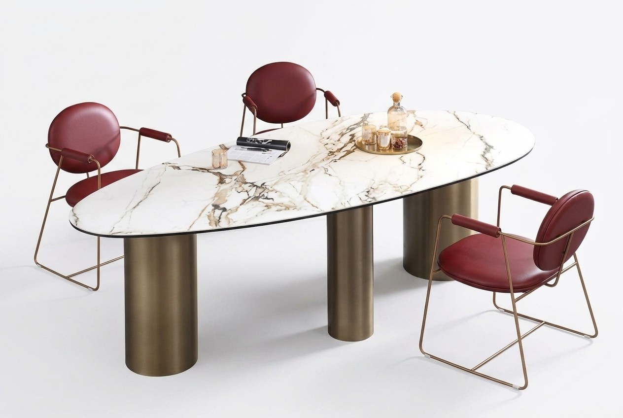 Esszimmer Möbel Edelstahl Oval Esstisch Tisch Design Tische Luxus Möbel Rund Neu