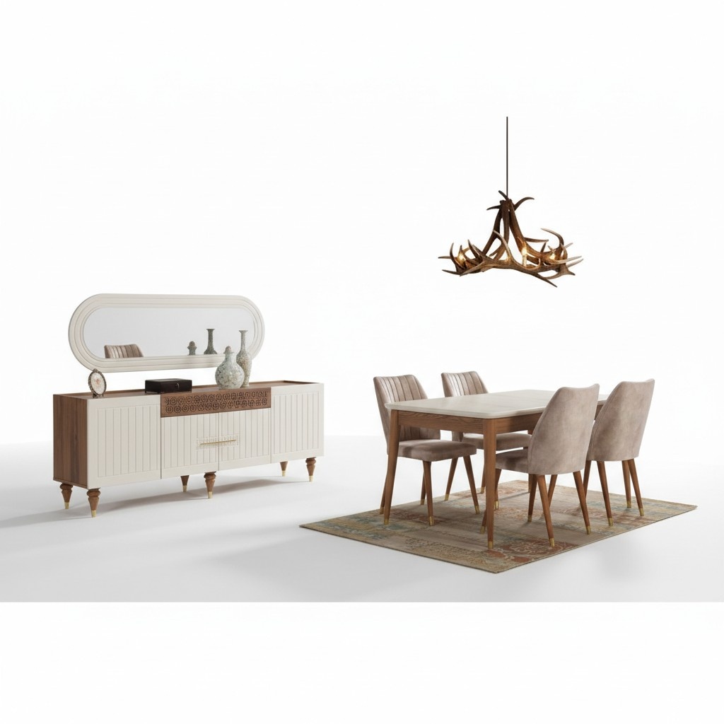 Esszimmer Set 3tgl Gruppe Garnitur Esstisch Kommode Spiegel Komplett Set