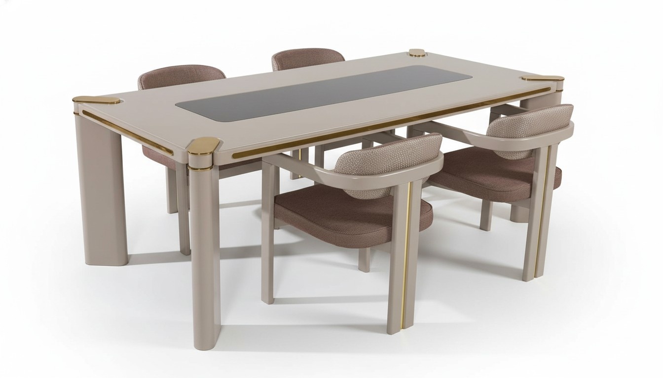 Esszimmer Set 4x Stühle Esstisch Set Esszimmer Designer Holz Stühle Garnitur Neu
