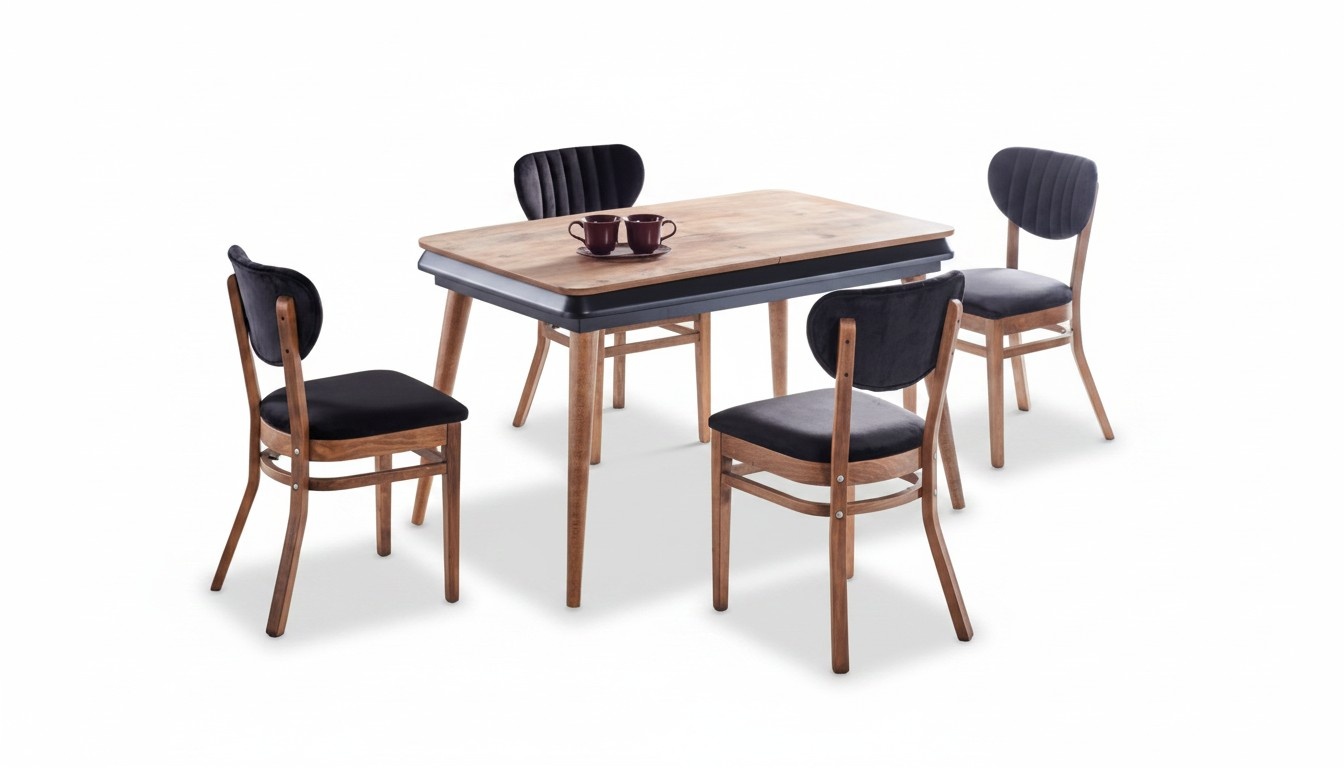 Esszimmer-Set 5tlg. Esstisch 4x Stühle Modern Design Schwarz Luxus Set
