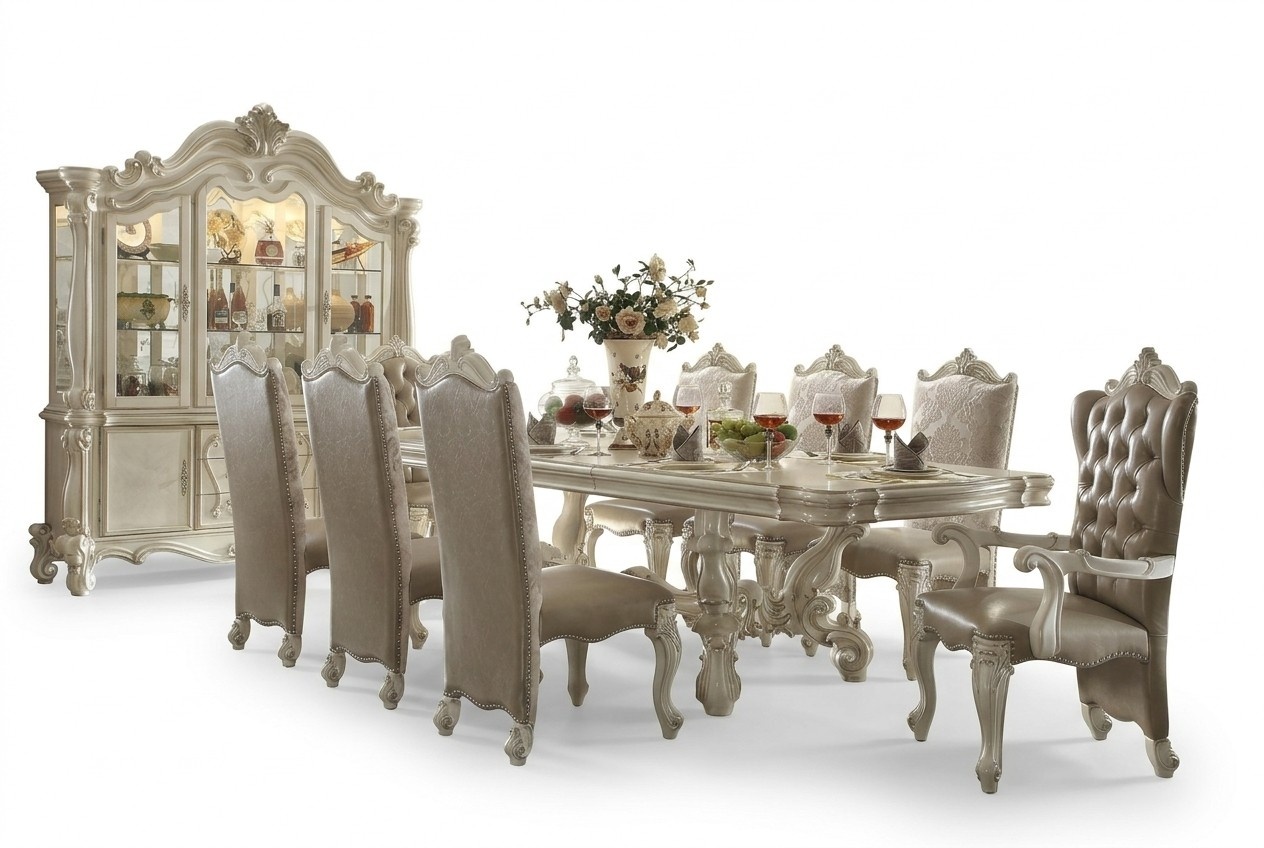Esszimmer Set Barock Rokoko Tisch 8x Stühle Buffet Spiegel Kommode