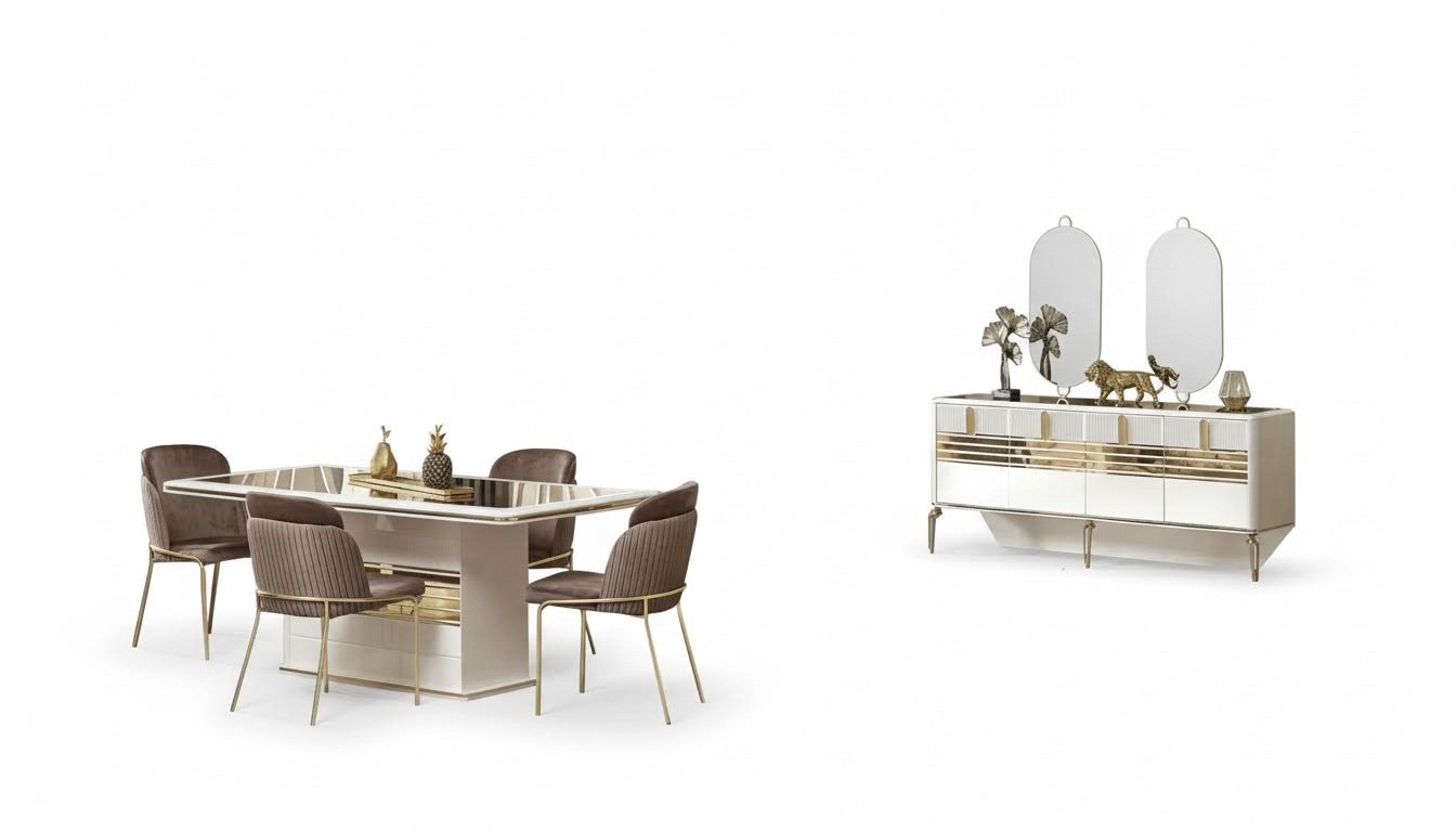 Esszimmer Set Essgruppe Komplettgarnitur Essgarnitur Konsole Spiegel 8tlg.