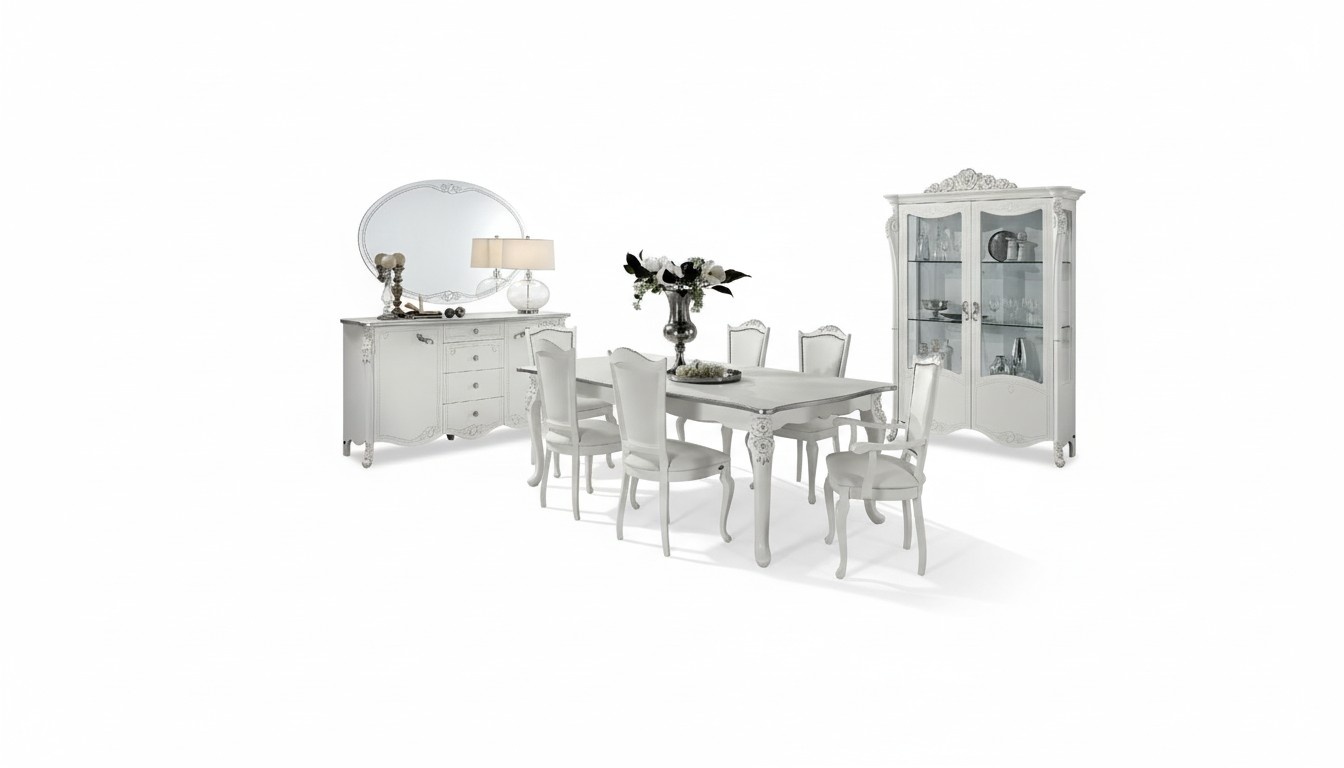Esszimmer Set Esstisch 6x Stühle Kommode Vitrine Gruppe Garnitur Itanien 9tlg.