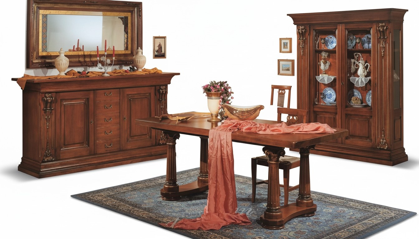 Esszimmer Set Esstisch Kommode Vitrine Spiegel Luxus Klassische Möbel